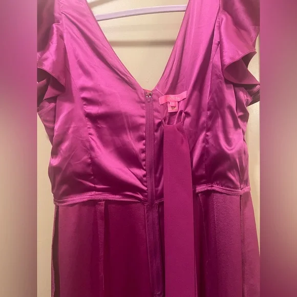 Lilly Pulitzer Kallie Ruffle Jumpsuit In Bordeaux Berry $228 NWT size 8